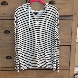Buffalo David Bitton black and white stripe hooded top sz L